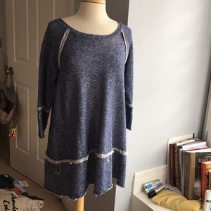 long sleeve navy sweatshirt dress